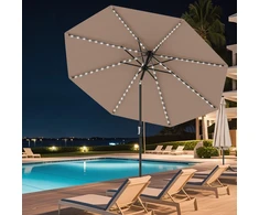 Koduva 290 cm saulės skėtis su LED šviesomis, kavos spalva