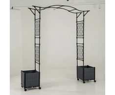 Koduva 2in1 rožių arka 208x40x250 cm pilka metalinė su dėžėmis