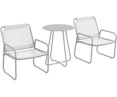 Lauko baldų komplektas Koduva 3 dalių sodo baldų komplektas, 2 kėdės, apvalus stalas Ø60 cm, šviesiai pilkas