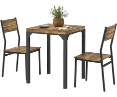 Koduva 3 dalių valgomojo komplektas, 1 stalas, 2 kėdės, MDF ir metalas, rudas