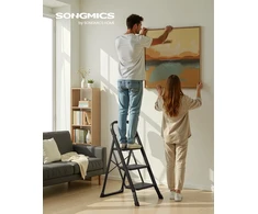 Koduva 3 pakopų sulankstomos kopėčios, plieninės, juodos, 74,5 x 46,5 x 105 cm, iki 150 kg