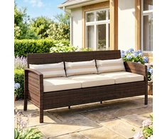 Koduva 3 vietų lauko sofa su pagalvėlėmis, rudos spalvos, 173 x 68 x 78 cm