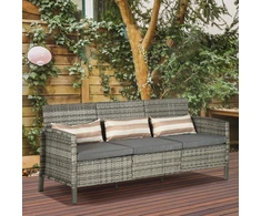 Koduva 3 vietų sodo sofa su pagalvėlėmis, pilka, 173 x 68 x 78 cm