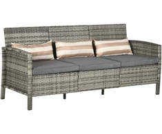 Koduva 3 vietų sodo sofa su pagalvėlėmis, pilka, 173 x 68 x 78 cm