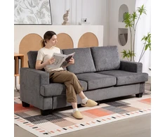 Koduva 3 vietų sofa, pilka, audinio apmušalas, plieno rėmas, 213 x 82 x 90 cm