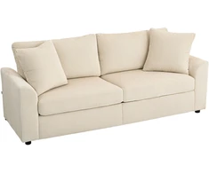 Koduva 3 vietų sofa su dekoratyvinėmis pagalvėlėmis, kreminė balta, 212 cm