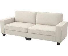 Koduva 3 vietų sofa su kordurojaus užvalkalu, kreminė balta, 227 x 84 x 87 cm