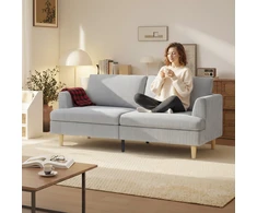 Koduva 3 vietų sofa su porankiais, šviesiai pilka, 188 x 80 x 86 cm