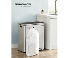 Songmics 30 l šiukšlių maišai su užtraukimo juosta, 180 vnt., 4 ritiniai, balti, 74 x 53 cm