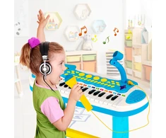 Koduva 31 klavišų vaikų pianinas su mikrofonu, mėlynas