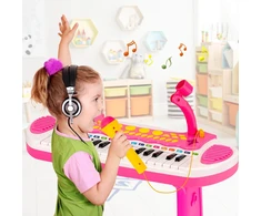 Koduva 31 klavišų vaikų pianinas su mikrofonu, rožinis