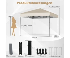 Koduva 3x3 m sulankstomas palapinė su krepšiu, balta