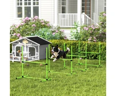 Koduva 4 dalių šunų agility rinkinys, reguliuojamas aukštis, 99 x 65 x 94 cm, žalias