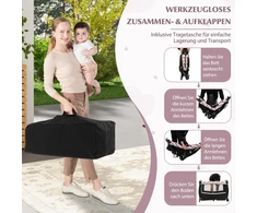 Koduva 4-in-1 kelioninė lovelė su čiužiniu, sulankstoma, juoda/pilka