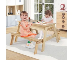 Koduva 4-in-1 vaikų medinis pikniko stalas su dėžėmis