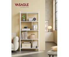 Songmics 5 aukštų daiktų lentyna, 30 x 74 x 154,5 cm, medžio drožlių plokštė ir plienas, balta