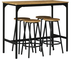 Koduva 5 dalių baro stalo komplektas, industrinis dizainas, rustic ruda, 110 x 50 x 89,5 cm