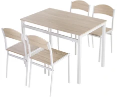 Koduva 5 dalių valgomojo komplektas, valgomojo stalas su 4 kėdėmis, šviesiai pilka ir balta, 100 x 63 x 76,5 cm