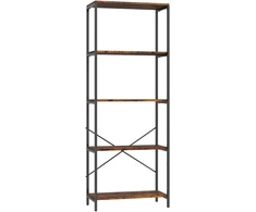 Koduva 5 lygių knygų lentyna, metalas, MDF, rustikinė ruda, 79 x 35 x 161 cm