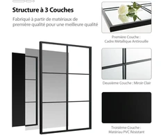 Promotion 70x100 cm Juodas Metalinės Rėmo Sieninis Veidrodis 3 sluoksnių