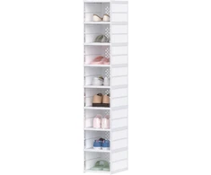 Koduva 8 dalių sulankstoma batų spinta, balta, plastikas, 140 cm