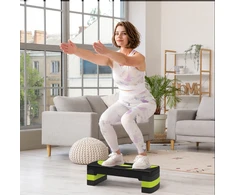 Koduva Aerobinis step platformos laiptelis, reguliuojamas aukštis, juodas, žalias, 80 x 31 x 10-20 cm