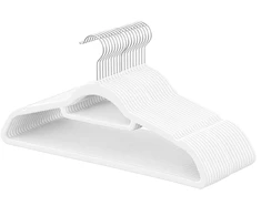 Koduva Aksominės drabužių pakabos, 20 vnt., baltos, 45 x 0,6 x 23,5 cm, 5kg
