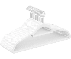Koduva Aksominės drabužių pakabos, 20 vnt., baltos, 45 x 0,6 x 23,5 cm, 5kg