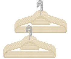 Koduva Aksominės drabužių pakabos, 20 vnt., neslidžios, 43,5 x 0,6 x 22,5 cm, smėlio spalvos