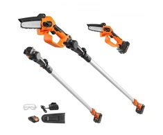 Koduva Akumuliatorinis teleskopinis genėtuvas ir mini grandininis pjūklas VEVOR ET2008, 20V 2Ah, 108-243 cm, 12,7 cm pjovimo storis