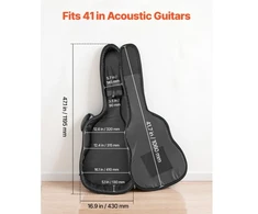 VEVOR Akustinės gitaros kietas dėklas, 119,5 cm, juodas