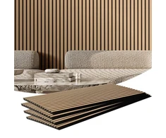 Koduva Akustinės sienų plokštės su lentjuostėmis VEVOR, MDF, šviesus ąžuolas, 120 x 60 cm, 4 vnt.