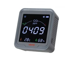 Koduva Anglies dioksido monitorius VEVOR PTH-9CW, su temperatūros ir drėgmės ekranu, 9 x 4 x 10 cm