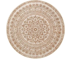 Koduva Apvalus kilimas, 120 cm skersmens, boho stiliaus, kapučino smėlio spalvos