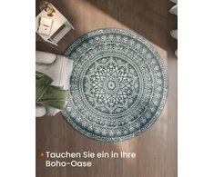 Koduva Apvalus kilimas, 160 cm skersmens, boho stiliaus, antracito pilkos spalvos