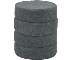 Koduva Apvalus pufas, teddy fleece, tamsiai pilkas, Ø40 x 45 cm, iki 120 kg