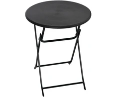 Koduva Apvalus sulankstomas sodo stalas 2 asmenims, medžio išvaizda, plienas ir HDPE, tamsiai pilkas, Ø60 x 73 cm