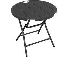 Koduva Apvalus sulankstomas sodo stalas 4 asmenims, medienos imitacija, plienas ir HDPE, tamsiai pilkas, 80 x 80 x 73 cm