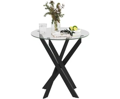Koduva Apvalus valgomojo stalas, Ø70 cm, juodas, grūdintas stiklas ir plienas