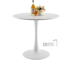 Koduva Apvalus valgomojo stalas VEVOR, baltas, MDF ir geležis, Ø 80 cm, 2-4 asmenims