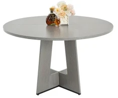 Koduva Apvalus valgomojo stalas VEVOR, pilkas, MDF, 120 x 120 x 75 cm