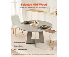 Koduva Apvalus valgomojo stalas VEVOR, pilkas, MDF, 120 x 120 x 75 cm