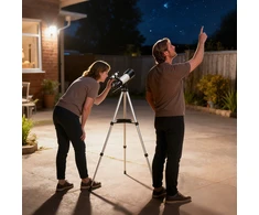 Koduva Astronominis refraktorinis teleskopas pradedantiesiems su stovu, 70 mm, baltas ir juodas