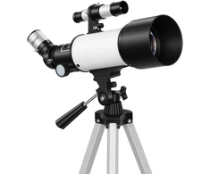 Koduva Astronominis refraktorinis teleskopas pradedantiesiems su stovu, 70 mm, baltas ir juodas