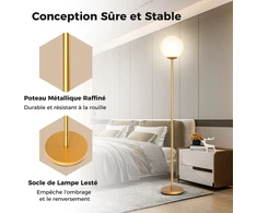 Promotion Auksinė grindų lempa su stiklo gaubtu 165 cm