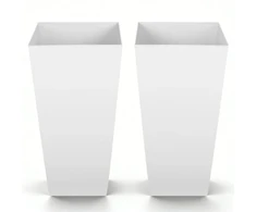VEVOR Aukšti vazonai, 2 vnt., balti, PP plastikas, 33 x 33 x 67 cm