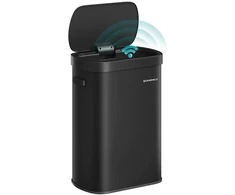Koduva Automatinė šiukšliadėžė su jutikliu, 50 l, plieninė, juoda, su švelniai užsidarančiu dangčiu