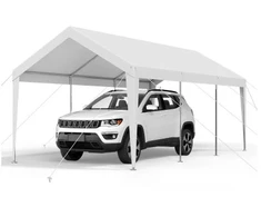 Koduva Automobilio stoginė VEVOR, balta, cinkuoto plieno vamzdžiai ir PE audinys, 609 x 305 x 287 cm