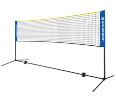 Koduva Badmintono tinklas, 5 m, mėlynai geltonas, reguliuojamo aukščio, su krepšiu ir kuoliukais