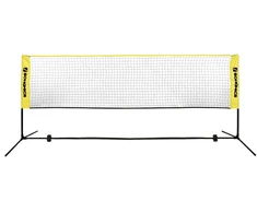 Koduva Badmintono tinklas su geležiniu rėmu, reguliuojamo aukščio, 4 m, juodos-geltonos spalvos
